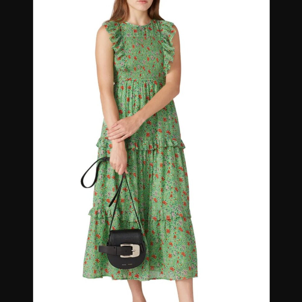 Banjanan Iris Midi Dress in Siesta Budgreen Size Small
